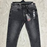 Men Light Grey and Black Jeans Premium Quality Pant